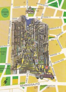 Vaci Street Hungary Megye Map Strasse Hungarian Postcard