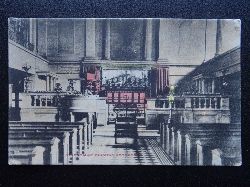 Cheshire STOCKPORT St. Thomas Church Interior c1950's Postcard by M.H. Twyford