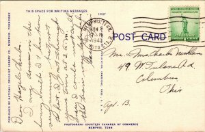 Postcard TN Freight Barges on Mississippi River approaching Memphis