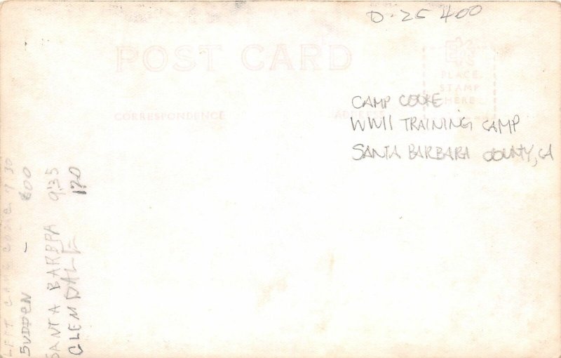 H51/ Camp Cooke California Postcard RPPC c40s Military Training Camp