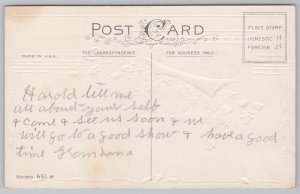 Holiday~Christmas~Holly Berries~Windmill~Red Border~Stecher Vintage Postcard