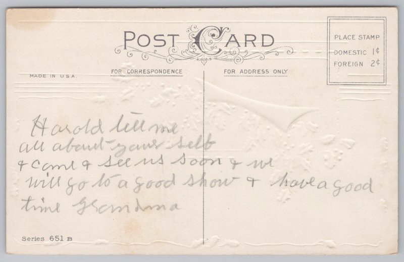 Holiday~Christmas~Holly Berries~Windmill~Red Border~Stecher Vintage Postcard