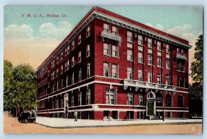 Moline Illinois IL Postcard Y.M.C.A. Building Exterior Roadside 1916 Antique