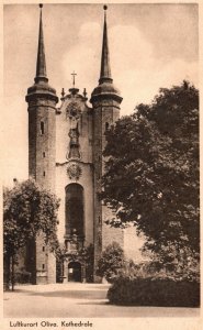 Postcard 1910's Luftkurort Oliva Kathedrale Catholic Basilica Church Poland