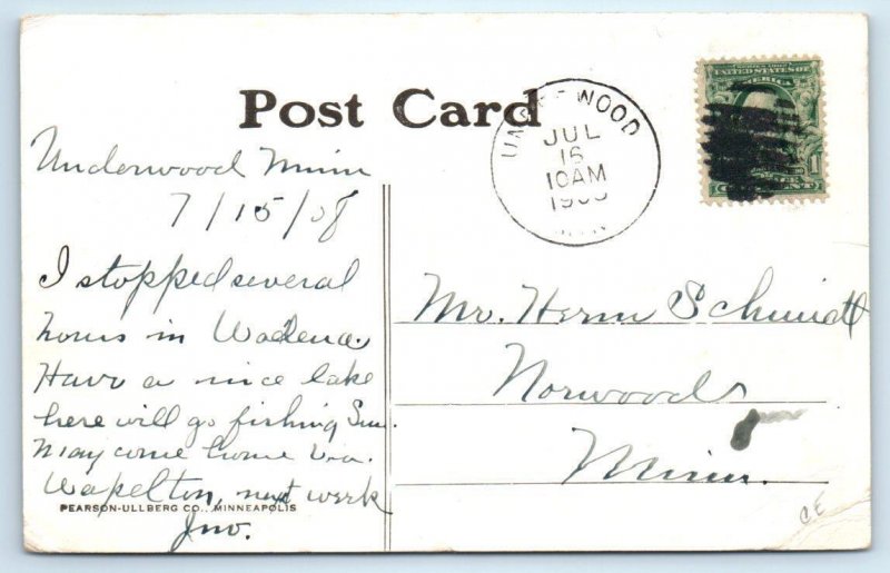 WADENA, Minnesota MN ~ THIRD STREET Scene 1908 Postcard