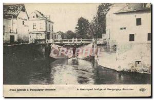 Postcard Old Bridge destroyed Pecquigny Army