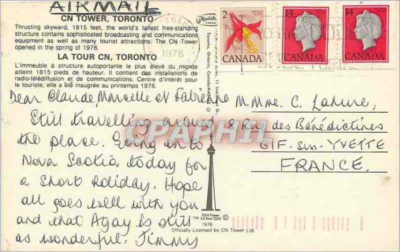 Postcard Modern Canada Toronto CN Tower