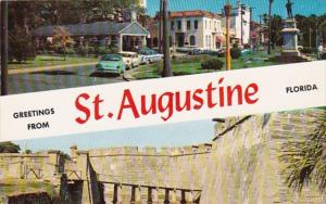 Greetings From St Augustine Showing Old Fort and Street Scene