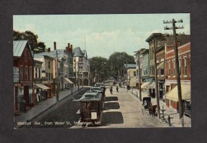 ME View Madison Ave Trolley Cars Horse & Buggy Skowhegan Maine Postcard