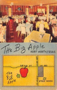 Fort Worth Texas The Big Apple Restaurant Dining Room View feat. Map PC U2106