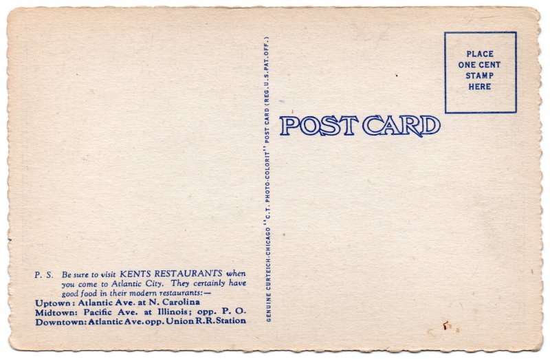 12202 Kents Restaurants, Atlantic City, New Jersey