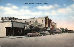 Evanston Wyoming WY Front Street Standard Caf� Classic Cars Vintage Postcard