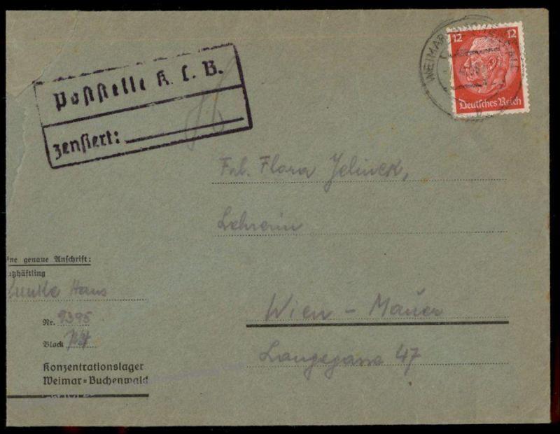 3rd Reich Germany 1938 Concentration Camp KL Weimar Buchenwald Cover 73615
