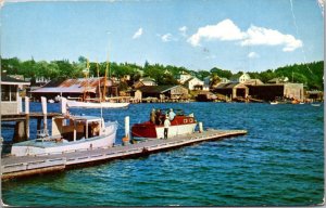 Maine Boothbay Harbor Scene From Footbridge 1956