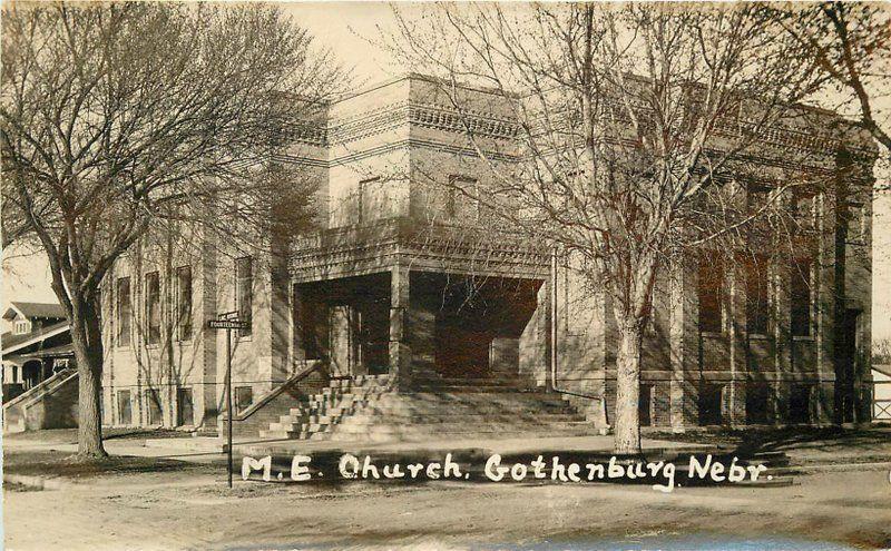 1920s Dawson County ME Church Gothenburg Nebraska RPPC Real photo 12326