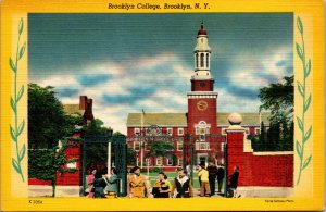 Vtg Brooklyn College Campus Brooklyn New York NY Linen Postcard