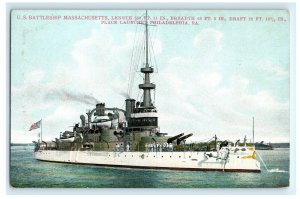 Us Battleship Massachusetts Place Launcher Philadelphia PA Postcard (CO2)