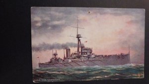 1913 Mint Ship Postcard HMS Dreadnought Has Writing on Back