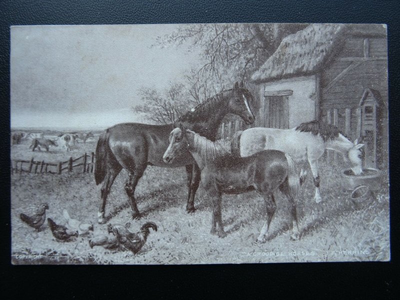 Rural Life A GROUP OF HORSES Artist J.F. Herring c1906 Postcard