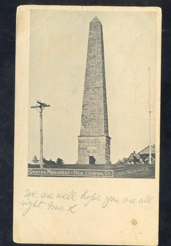 NEW LONDON CONNECTICUT GROTON MONUMENT 1906 VINTAGE POSTCARD