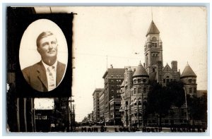 Main Street Looking North Buildings Scene Wichita Kansas KS RPPC Photo Postcard