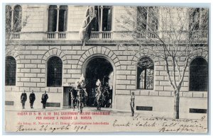 1903 Horse Guards and The King Exiting Rome Italy Antique Posted Postcard