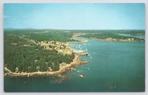 Friendship Maine~Air View of Town & Ocean~Vintage Postcard