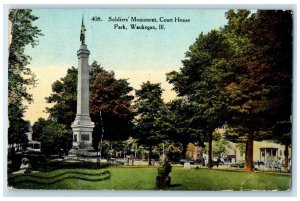 1912 Soldier's Monument Court House Park Graysville Waukegan IL Antique Postcard