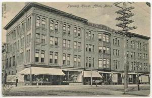 Athol MA Store Fronts Dirt Street Horse and Wagon 1909 Postcard