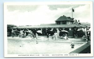 Southampton Beach Club Pool Long Island NY New York Vintage Postcard D04