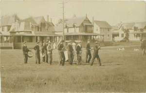 C-1910 Marching Brass Band Practice music RPPC Photo Postcard 21-4065