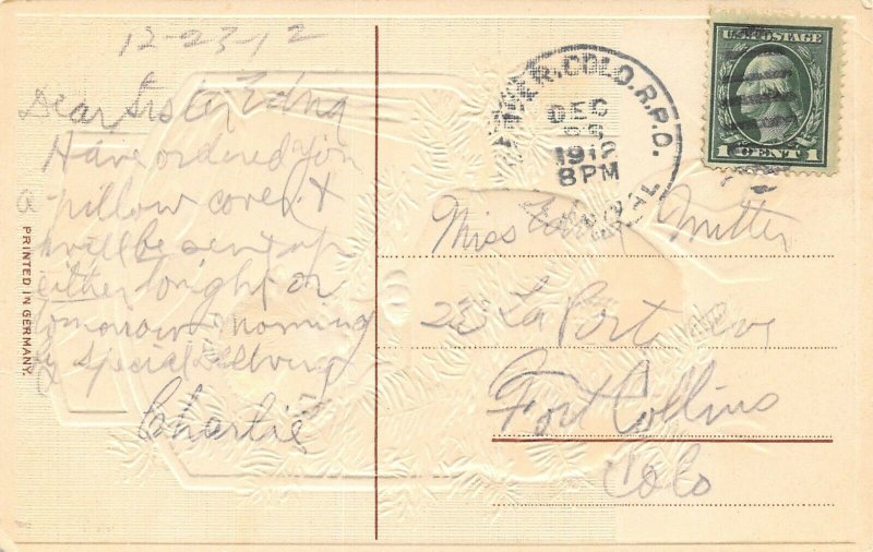 LP08 Kitten Cat  Christmas Vintage Postcard