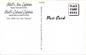 Postcard Sholl's New Cafeteria 1433 K Street NW Sterling Washington D.C.