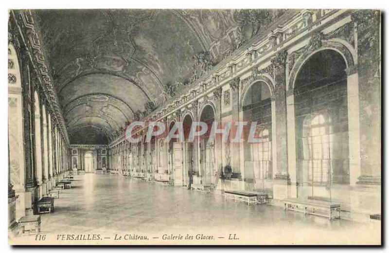 Old Postcard Chateau Versailles Hall of Mirrors