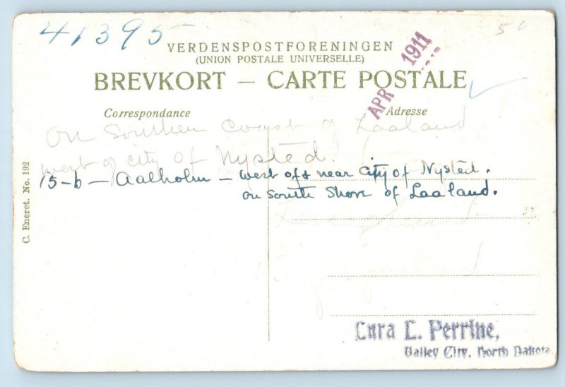 Sjælland Denmark Postcard Aalholm Castle (Lolland) 1911 Antique Posted