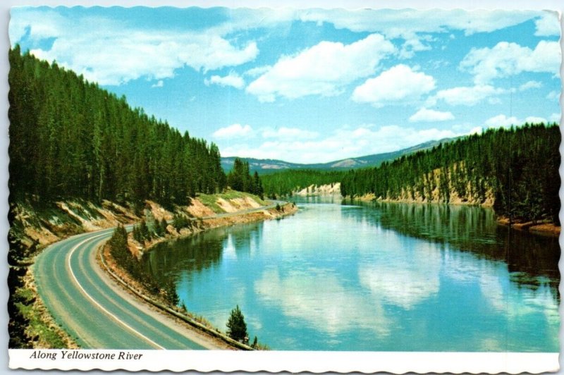 Postcard - Along Yellowstone River, Yellowstone National Park - Wyoming