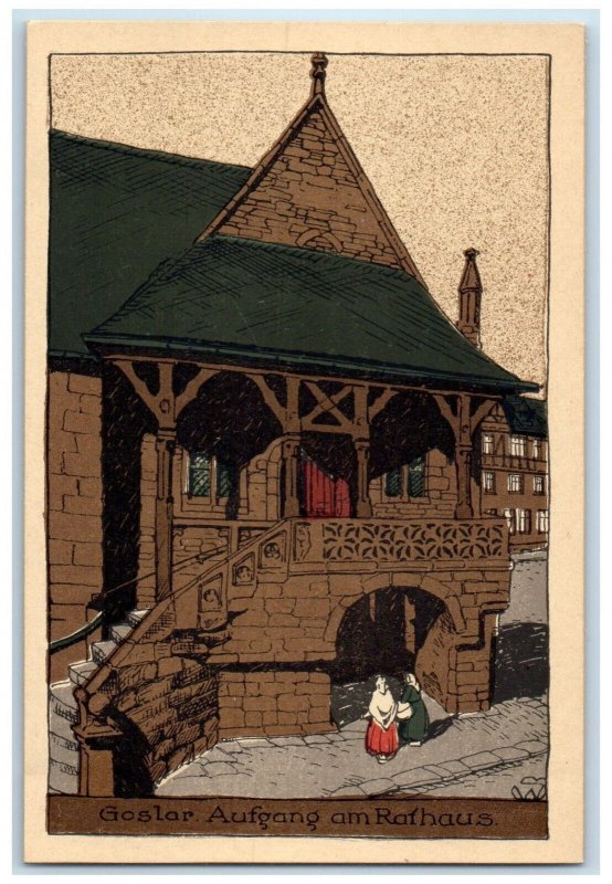 c1940's Goslar Entrance to the Town Hall Harz Mountains Germany Postcard