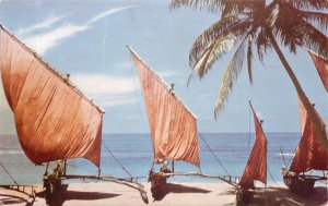 Sailing & navigation themed postcard Ceylon improvised fishing boats 1967