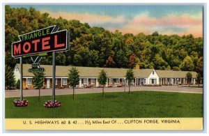 c1940 Triangle Motel Exterior Building Clifton Forge Virginia Vintage Postcard