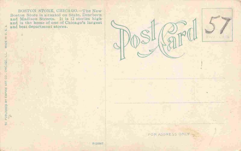 Boston Store Department Store Chicago Illinois  1910c postcard