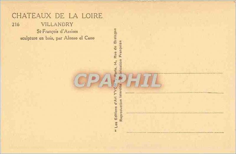 Old Postcard Villandry Castle Loire St Francis of Assisi Wooden sculpture by ...