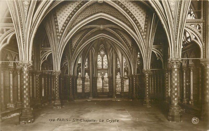 Paris crypt interior photo postcard