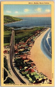 Malibu Movie Colony Roosevelt Highway Near Santa Monica California CA Postcard