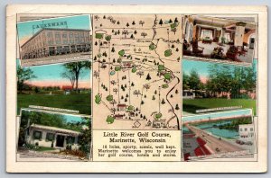 Marinette Wisconsin~Little River Golf Course Map~Club House~Green 18~Hotel~1936