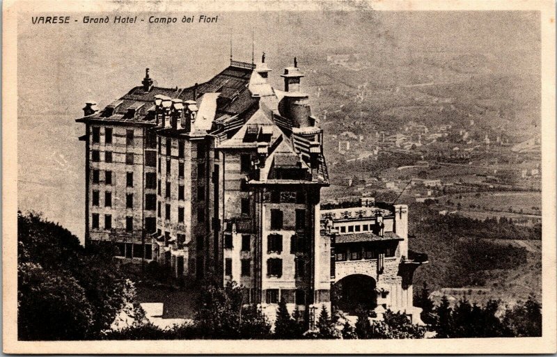 Vtg Varese Italy Grand Hotel Campo dei Fiori 1910s Postcard