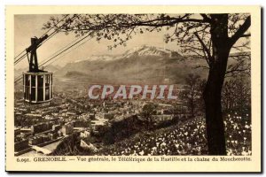 Grenoble - Vue Generale - Teleferique the Bastille and the chain of Moucherot...