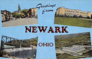 Greetings from Newark Ohio Multiview Antique Postcard L3572