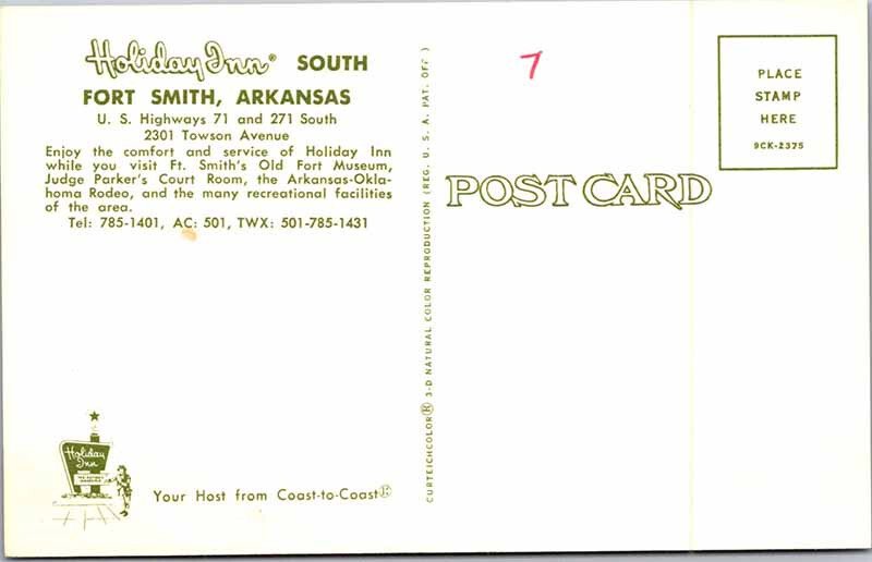 Postcard LODGE SCENE Fort Smith Arkansas AR AM8034