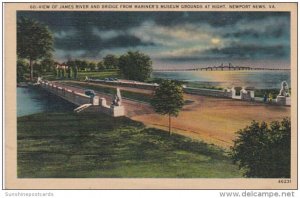 Virginia Newport News View Of James River & Bridge From Mariner's Mu...