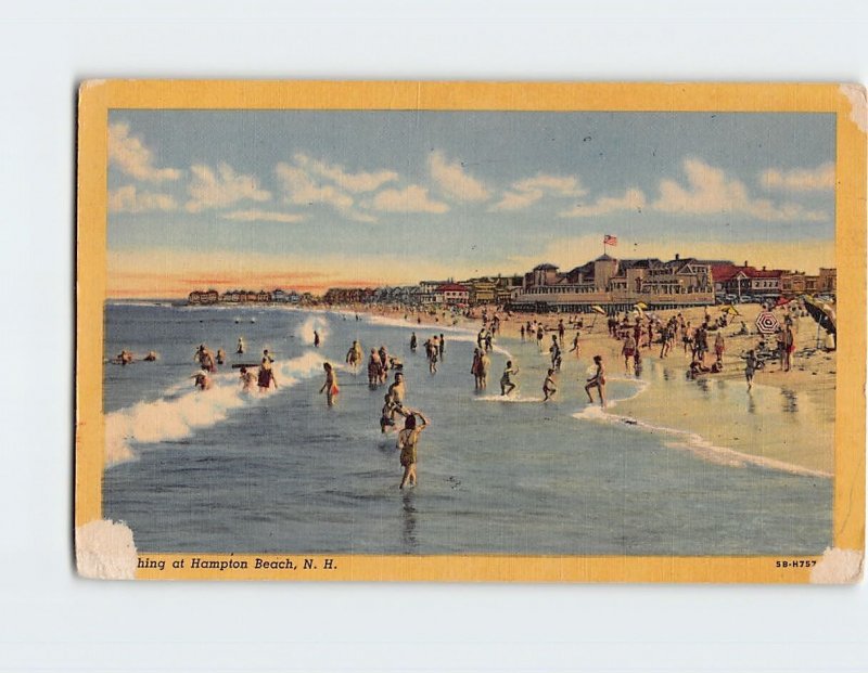 Postcard Bathing at Hampton Beach, Hampton, New Hampshire